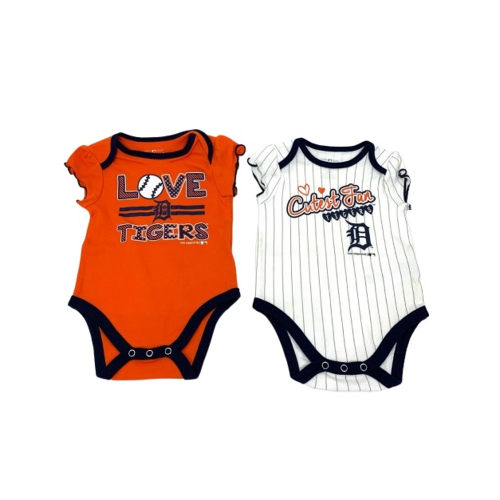 Genuine Merchandise Detroit Tigers Set Of Two Bodysuits Baby Girl New Size 6/9M